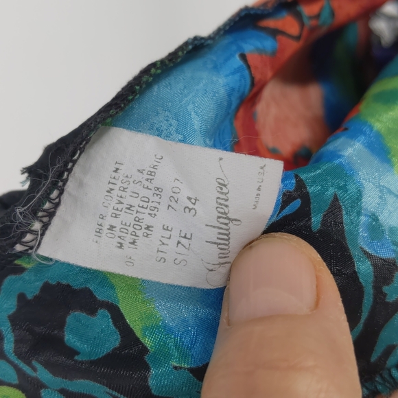 VTG 90s Indulgence Shiny Satin Jewel Toned Floral Camisole Size 34 Made in USA - Picture 6 of 7